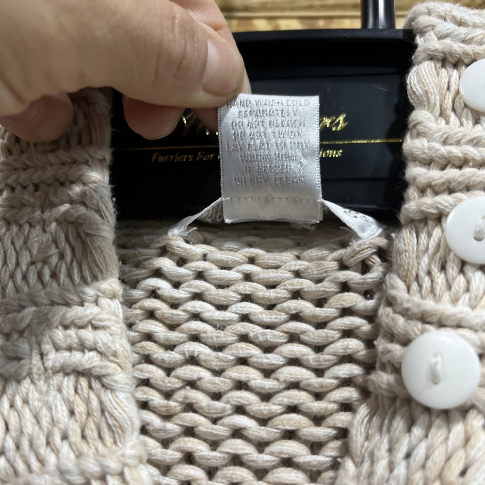 Soft Surroundings Chunky Knit Hooded Sweater XL Beige Fisherman‎ Cottage Granola - Picture 3 of 6